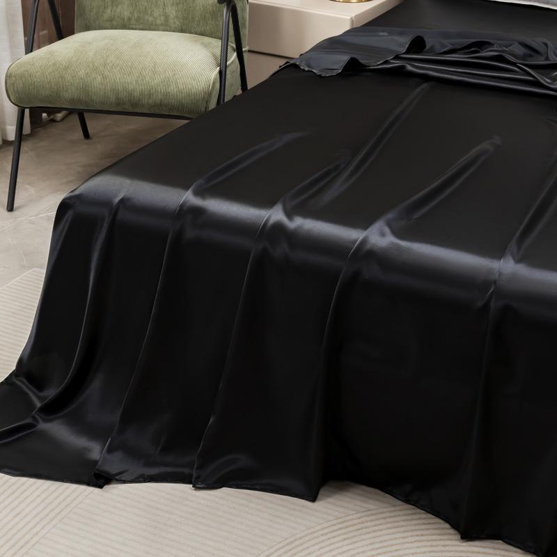 European American Solid Color Satin Three-Piece Bedding Set - Bed Sheet, Fitted Sheet & Pillowcase