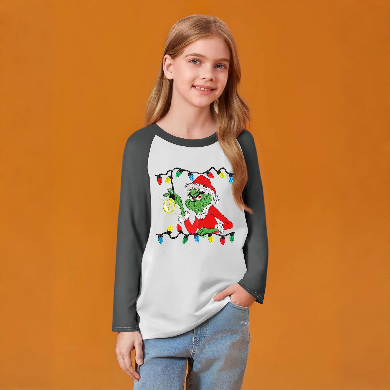 

Детский модный удобный пуловер с рождественским принтом на шее, топ с длинным рукавом 130