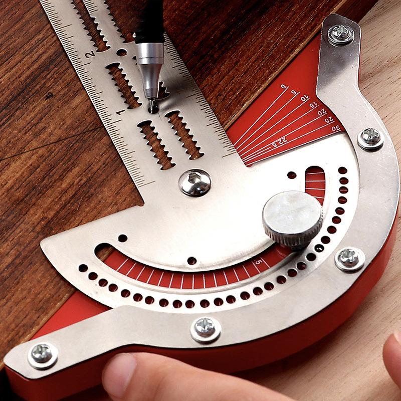 0-180 Degree Angle Gauge Woodworkers Edge Ruler Aluminum Alloy Protractor Angle Finder Ruler Precision Carpenter Measuring Tool