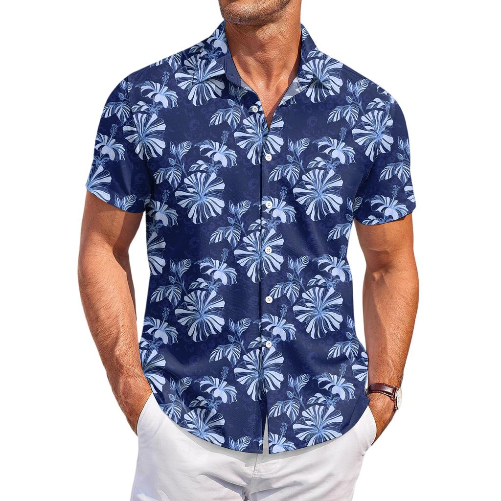 Men's Casual Fashion Printed Short,Sleeve Shirt