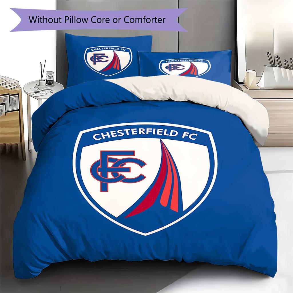 Chesterfield F.C.C Vzorované povlečení, Sada přikrývky Povlak na přikrývku Povlak na polštář Domácí Dárek k narozeninám (1 * povlak na peřinu + 2 * povlak na polštář, bez jádra)