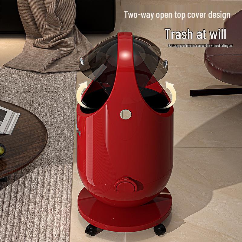 High-End Large Capacity Trash Can with Lid & Wheels for Home: Living Room, Bedroom, Kitchen - No Need To Bend Over, Easily Movable Paper Basket.