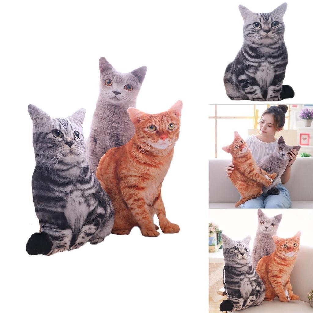 Adorable Almohada de Gato con Simulación 3D de 50 cm Juguete de Peluche Cojín Para Decoración Acogedora del Hogar