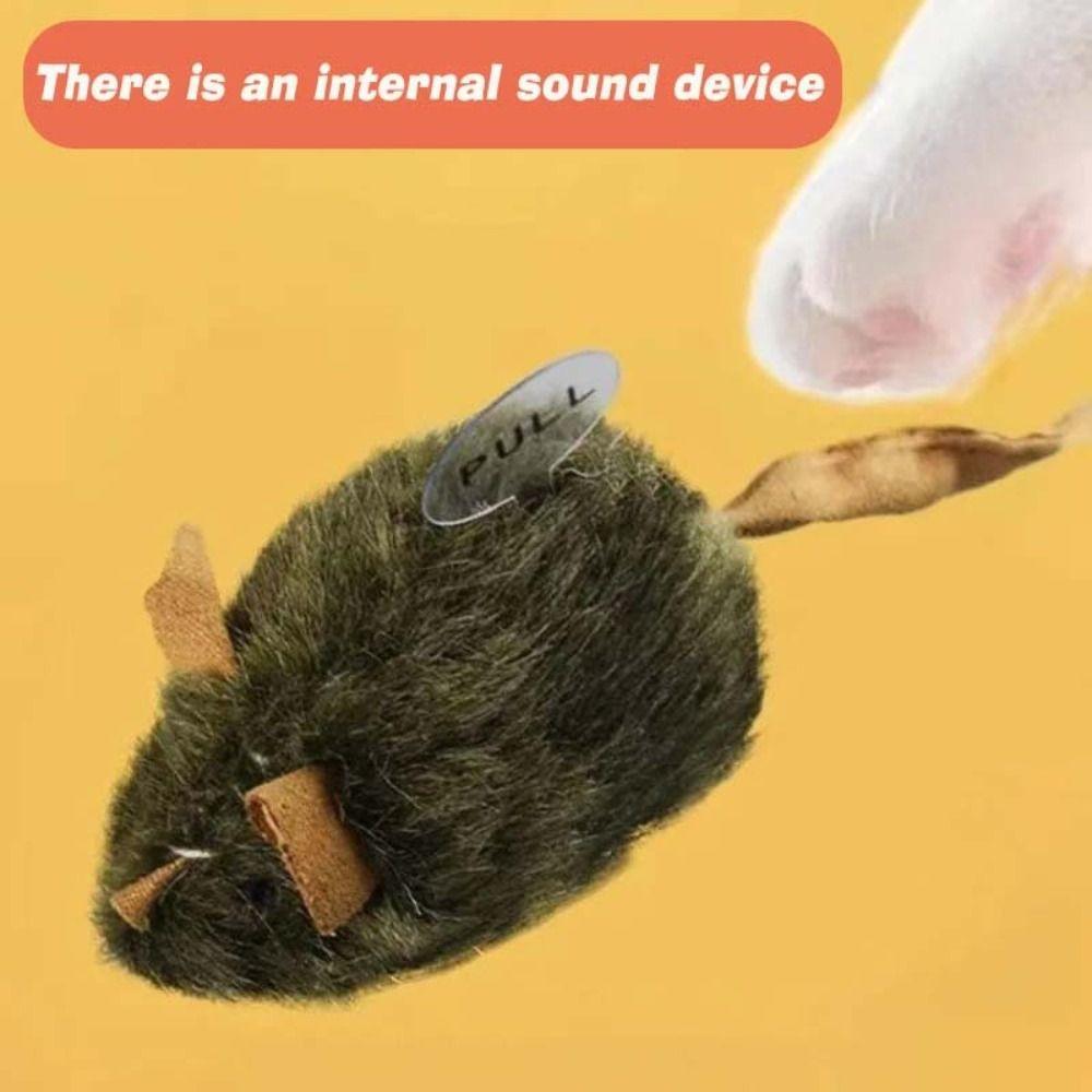 Funny Simulation Mouse Cat Toy Automatic Chirping Bite Resistance Interactive Cat Toy Soft Relieve Boredom Mouse Cat