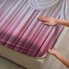 Pink Bow Drapery Fitted Sheet Set Pink White Gradient Curtains Print Bedding Set With Pillowcases For Bedroom