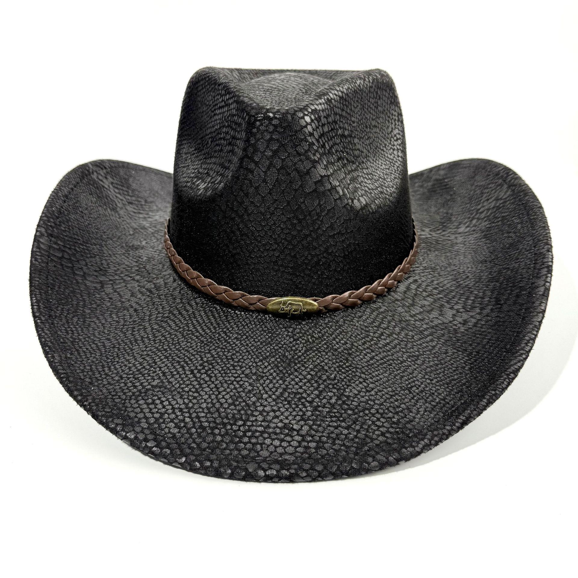 

JYL TS DIY Hard Top Straw Hat Unisex Western Outdoor Sun Protection Hat Straw 1222Mao10981 холодний колір чорний