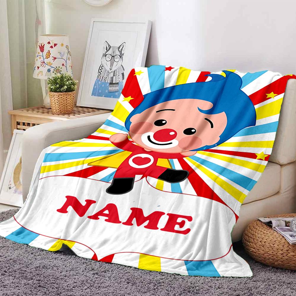 Coperta Stampata a Tema Plim Plim con Nome Personalizzabile - Perfetta per Divano, Letto, Viaggi e Uso Esterno | Lavabile in Lavatrice, Accogliente e Durevole.