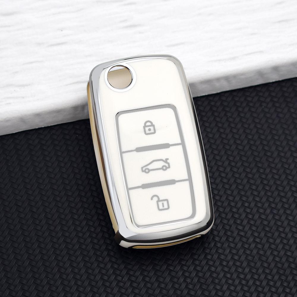 Tpu Car Key Case For Volkswagen Vw Polo Golf Passat Tiguan Beetle Caddy 2/3 Buttons Key Cover For Skoda Octavia Seat Leon Altea