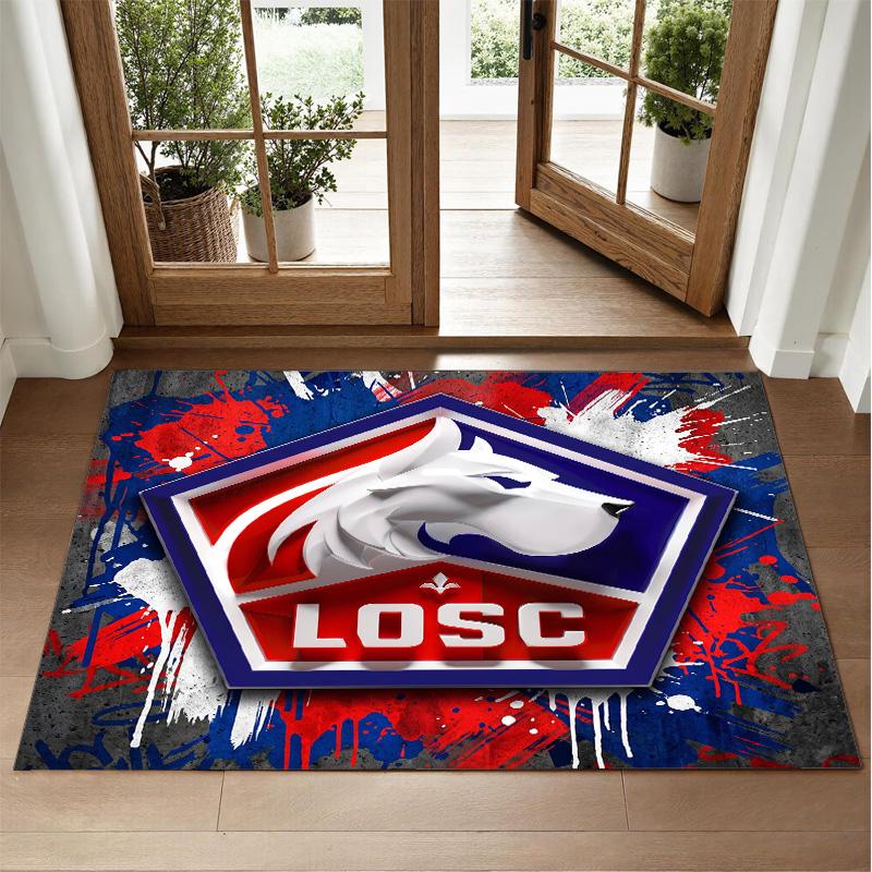 LOSC Lille FC Design Crystal Velvet Rug Soft Decorative Mat for Bedroom Entrance