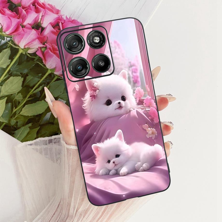 Etui do Motorola Moto G17 Power G15 Power MotoG15 Miękki Czarny Silikonowy Pokrowiec Malowanie Kwiatowe Motyl Smok Kot Funda