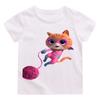 Kinder T-shirt met korte mouwen Schattige Superheld Kat Speelt met Bol Garen Cartoon Print Ronde Hals T-shirt Mooi Geanimeerde Grafische Top