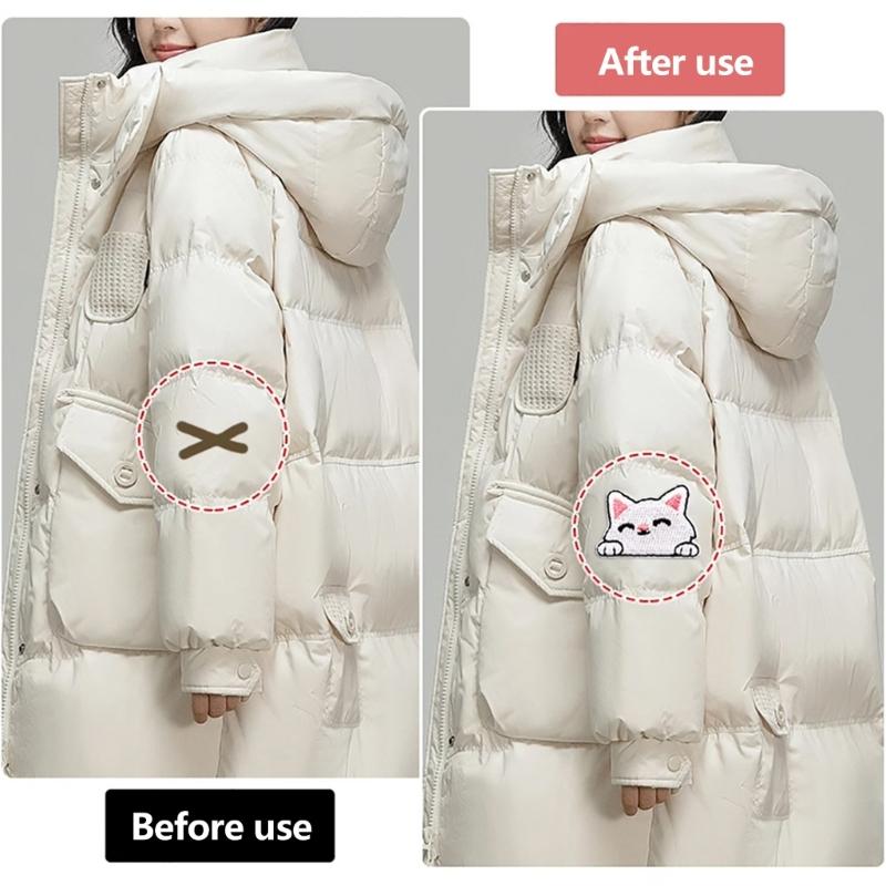 Easy Adhesive Animal Face Patches, 16Pieces Embroidery Applique Set for Clothes Bags Hat and Cushions, Quick Fabric Decoration Use