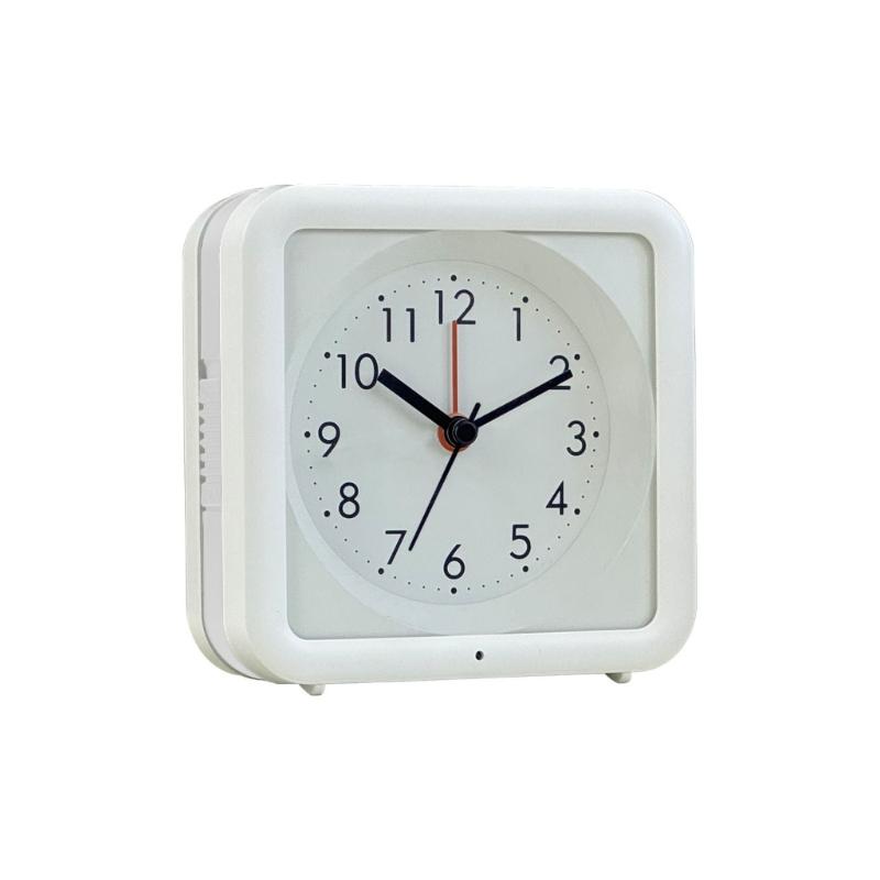 Student Bedsides Quiet Alarm Clock with Auto Light Sensing Square Design Night Light Clock for Peacefully Sleep Gift белый