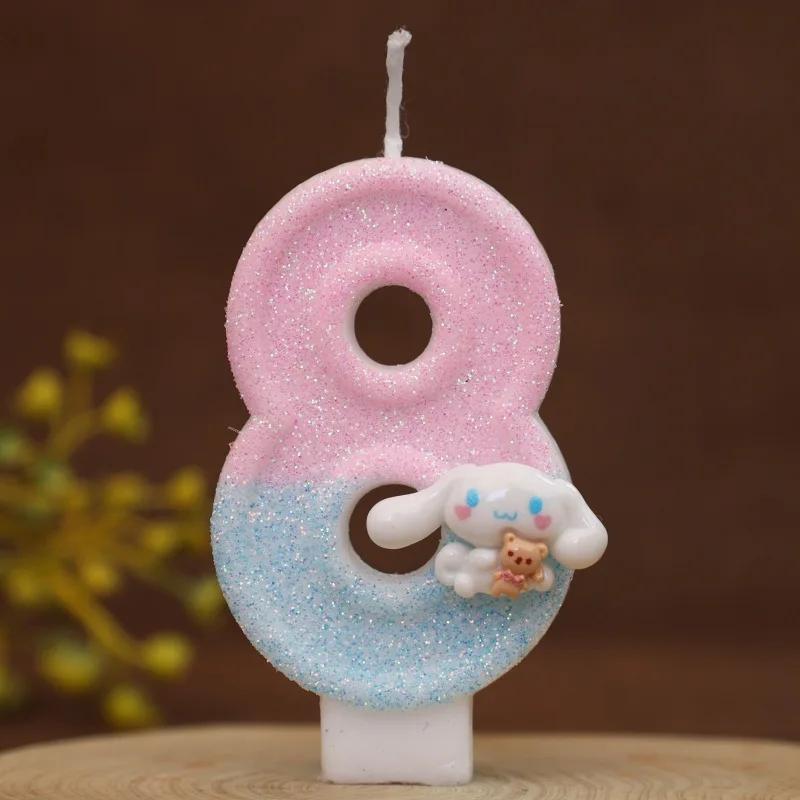 0-9  Birthday Number Candles Cute Number Candle Cinnamoroll Pink Blue Candles Top of Cake Baby Birthday Party Supplies Toy
