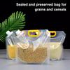 Airtight Food Storage Bag with Lid Freestanding Rice Storage Pouch Sealed Reusable Grain Storage Bag for Flour Beans Kitchen Cabinet Pantry