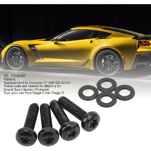 Premium Center Bolt Kit for C7 Z06 GS Spoiler Wickerbill, 2014+ Spoiler Hardware Set, Universal Car Accessory