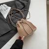 Black Bag For Women Fashion Pleated Strape Design Shoulder Bag Trend Drawstring Bucket Crossbody Bag Lady Pu Leather Bag Brand