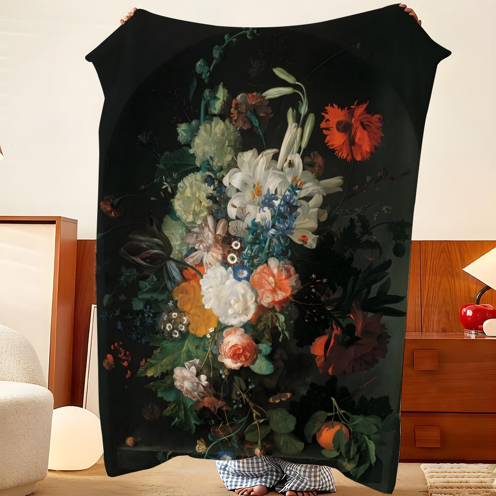 Artist J-Jan v-van H-Huysum Throw Flannel Throw Blanket, Lightweight Cozy, Durable Washable cute Cool