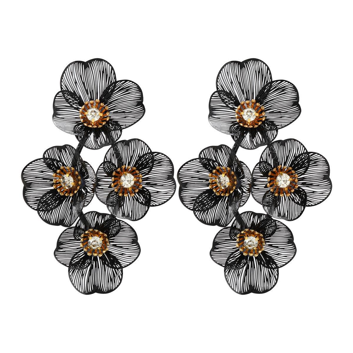 

Элегантные серьги-кисточки с цветочным узором: Высококачественная нишевая мода чёрный