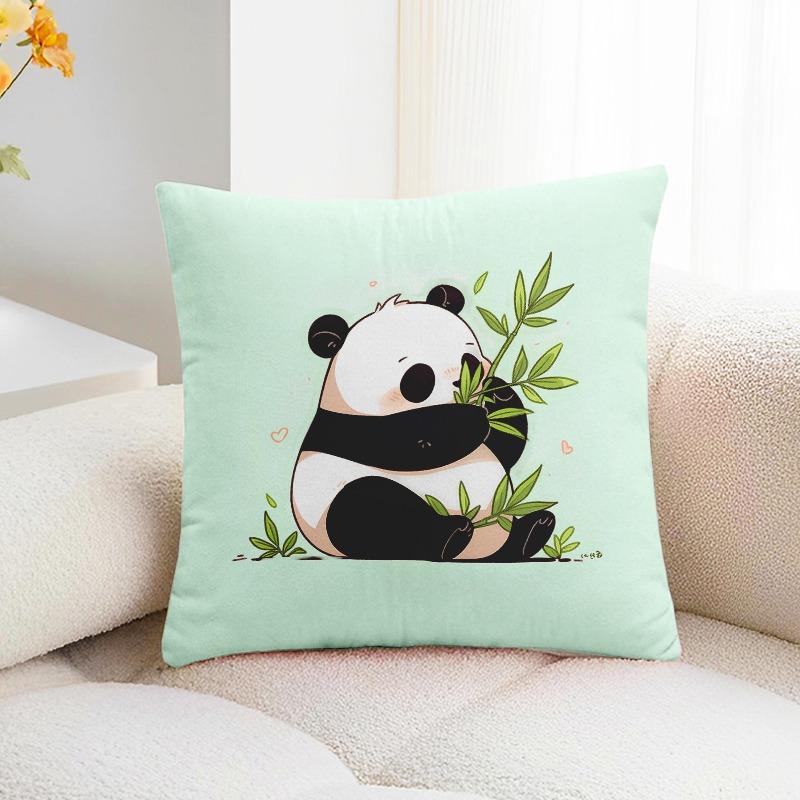 Bamboo Panda Print Decorative Pillowcase Bedroom Living Room Square Cushion Pillowcase