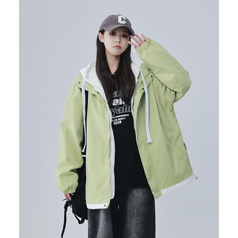 Autumn New Jacket Fake Two Jackets Men's Hooded Casual Jacket Hong Kong Style Spring and Autumn Design Sense Niche Trend