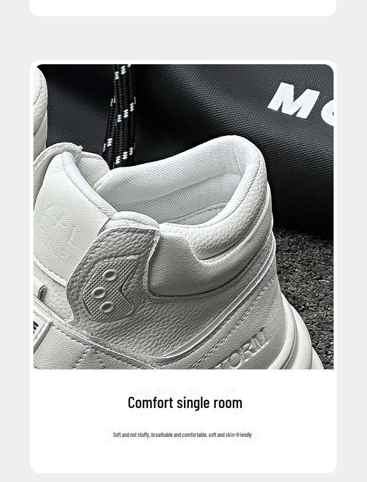 Women's High-Top Genuine Leather Velcro Sneakers with Thick Soles - Height-Enhancing Casual Sports Shoes for Spring & Autumn 2025