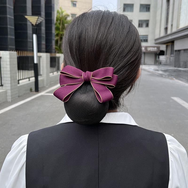 Head Flower Female Vocational Nurse Hairnet Bank Flight Attendant Special Disc Hair Net Pocket Bow Hairpin Tooling Headdress