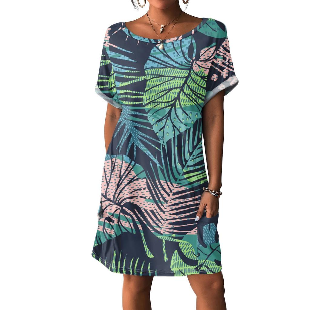 Women's Dresses T-Shirt Dresses With Pockets Solid Color Casual Beach Dresses