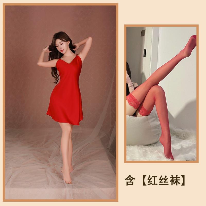 Sexy underwear suspender nightgown women's ice silk backless large size advanced sense pure desire style sexy pajamas advanced