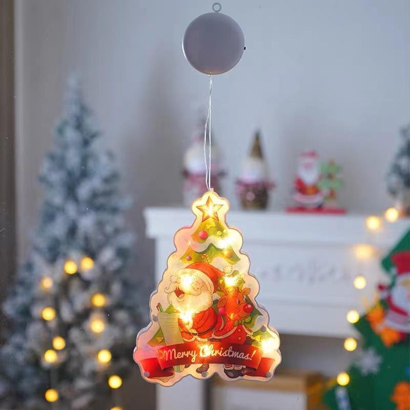 Christmas Decoration Lights, LED Christmas Window Lamp with Suction Cup, Battery Operated Hanging Window Light with Suction Cup