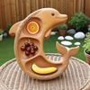 Wooden Charcuterie Board Dolphin Shaped Cheese Board Fruit Serving Platter with 3-Compartment Fun Dolphin Kitchenware for Beach Parties