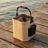 Foldable Fishing Bucket Padded Handle Square Angling Container Side Pockets Basket