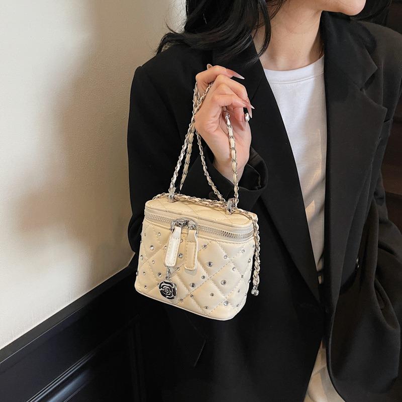 Rhombus chain small bag women's new high-end bright diamond box bag shoulder messenger bag