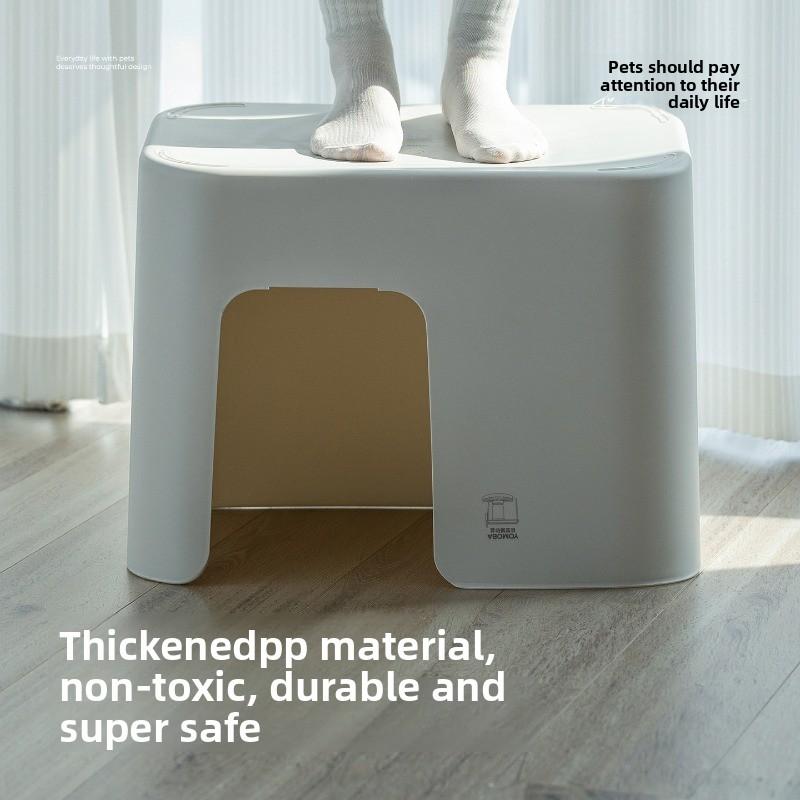 Jumbo 60cm Cat Litter Box Double Layers Enclosed Pet Bedpans Anti-Splash Design Pet Toilet with Sand Control Ladder Cat Sandbox