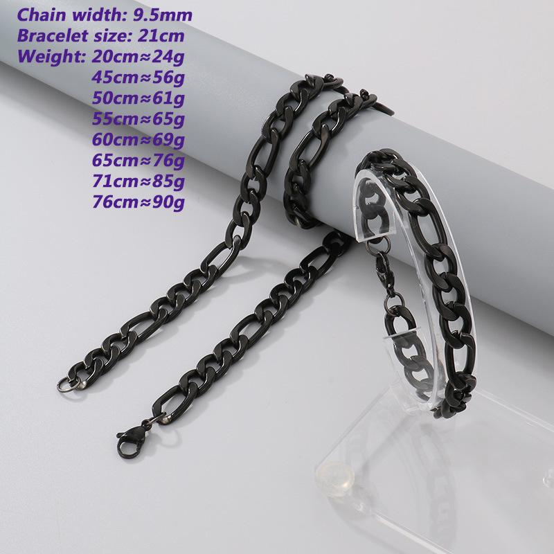 Retro Black Cuban Chain Bracelet Necklace with Multiple Chains Options