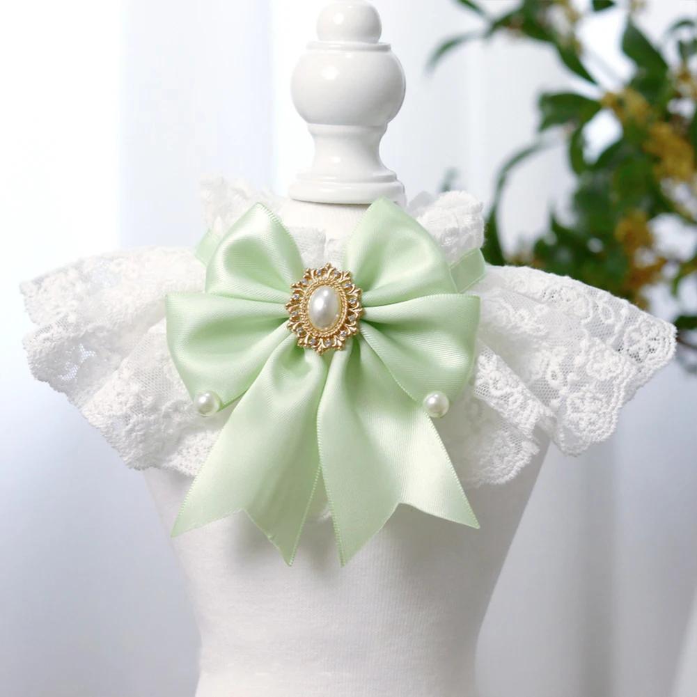 Pet Bib With Lace And Bow Tie Saliva Towel, Round Neck Scarf for Small Dog Cat 9.8-11.8 In Neck Circumference Saliva Towel Cute