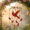 Yard Art for Outside Hummingbird Wind Chime, Chimes Outside, Stained Glass & Crystal Sun Catcher Hanging Bird Ornament Windchime, Colorful Decorations