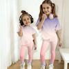 Kids Gradient Print Outfit Short Sleeve Top and Long Pants Set Lightweight Soft Fabric Comfortable Fit Casual Wear for Boys and Girls