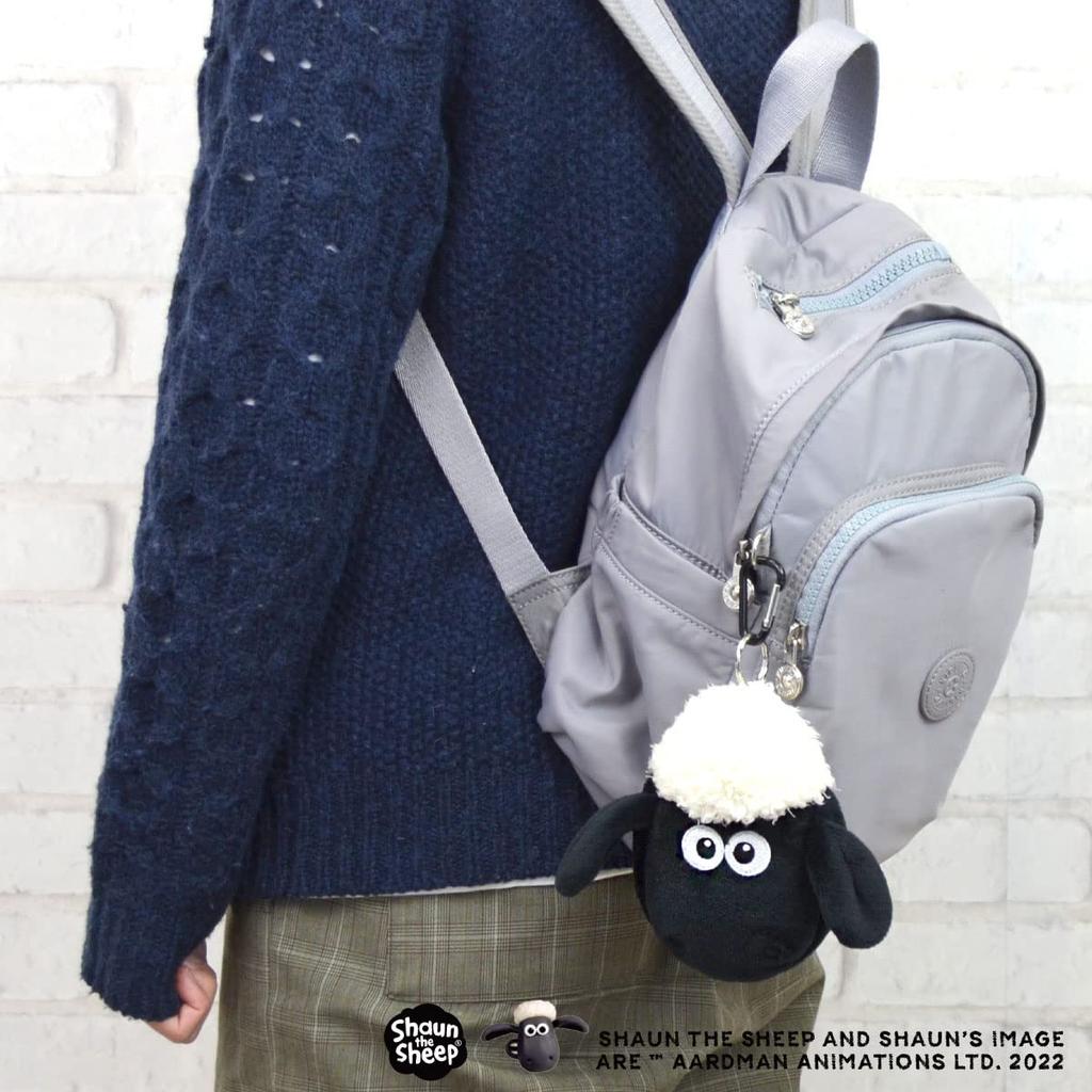 NICI Mini Shaun the Sheep Figure Pouch, German Animal Sheep Coin Purse, Carabiner, Keychain, Bag Charm, Accessory, Gift, Present, Collection, White