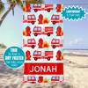 Feuerwehr Strandtuch Personalisiertes Badetuch für Kinder Erwachsene Jungen Übergröße Benutzerdefinierter Name Poolparty Handtuch Geburtstagsgeschenk Feuerwehrmann