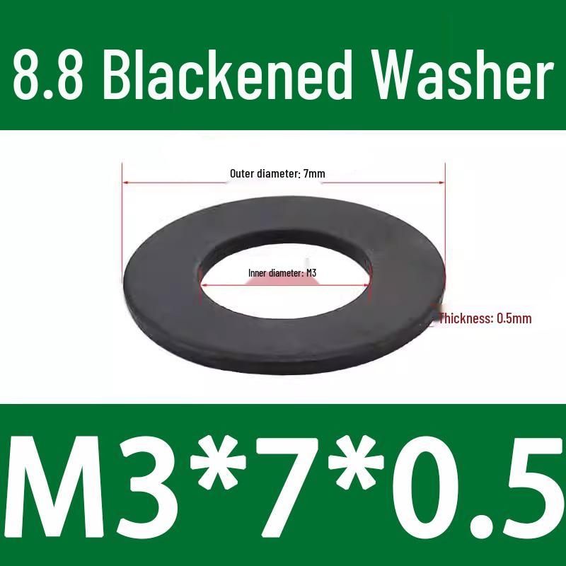 8.8 High-Strength Blackened Metal Flat Washer Spacer, Galvanized and Thickened, Sizes: M3-M12.