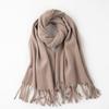 Korean-Style Faux Cashmere Shawl, Solid Color, Versatile Tassel Scarf for Women