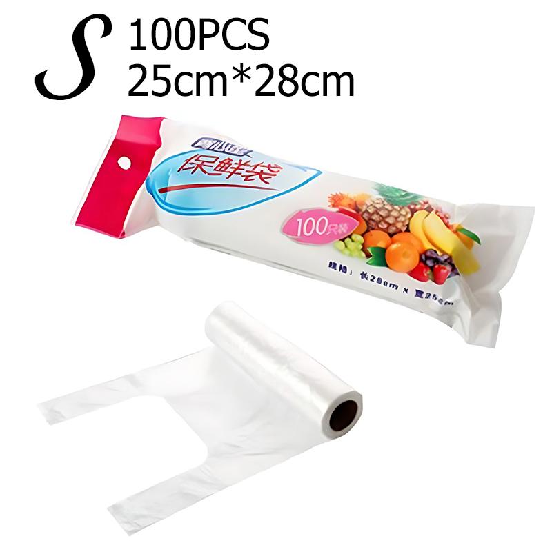 

1 Roll Food Bags with Handle Fresh-keep Bag 100PCS/Roll S/M/L 3 Size Available Plastic Leakproof Snack Bag Kitchen Accessory ZYF