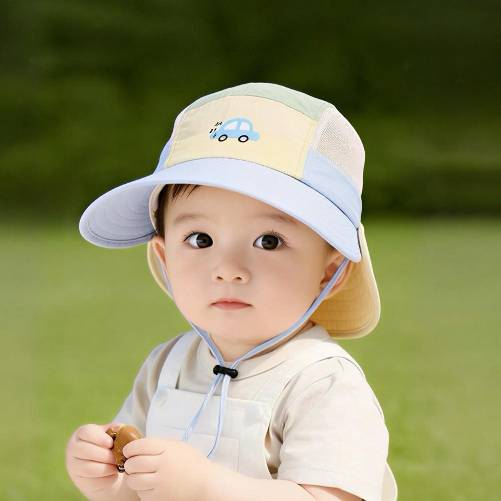Quick-dry Cartoon Bucket Hat Car Children's Fisherman Hat Breathable Summer Kid Sun Hat Boy