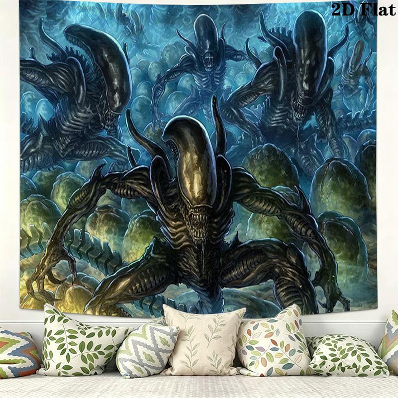 Aliens Wall Tapestry Aesthetic Wall Hanging Printed Fabric Blanket Decorative Tapestries for Bedroom Living Room Home Decor