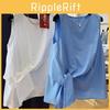 Minimalist White Cotton Knot Tank Top For Summer Casual Wear Women