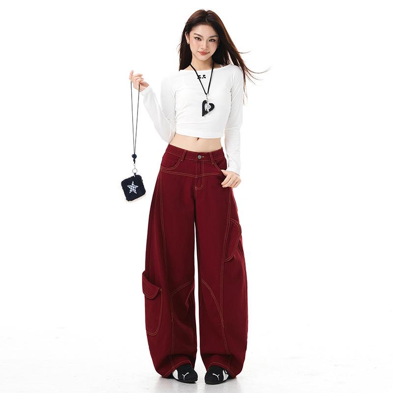 

Женские осенние джинсы с высокой посадкой и драпировкой - Свободный крой, Длина в пол, Дизайн в стиле острой девчонки. XS