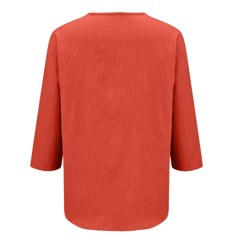 Women S Vintage Loose Fit 3 4 Sleeve Cardigan Shirt Casual Top