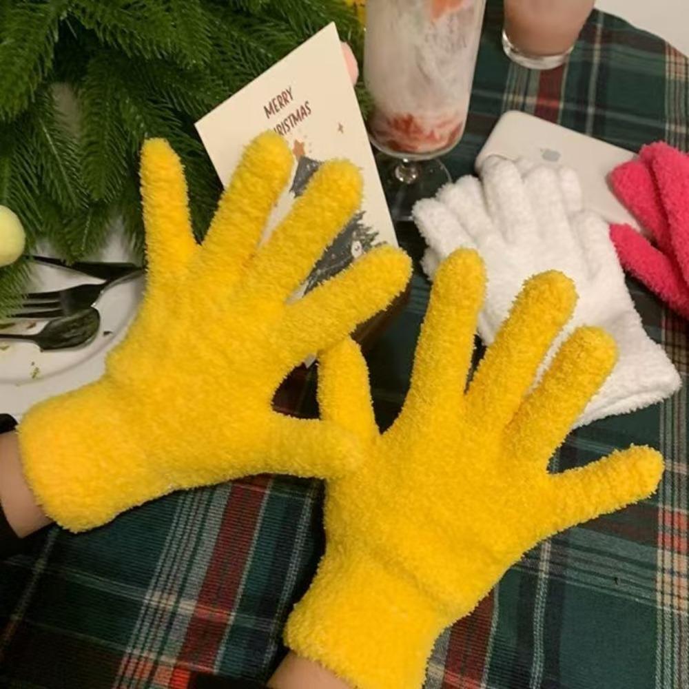 Gants Épais et Fourrés Résistants au Froid Gants Cinq Doigts Gants Tendance en Velours de Vison Hiver
