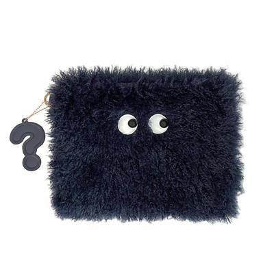 6846 Hollow Eyes Faux Fur Large Pouch Clutch Bag EU Crypted C 04 Mofumo [Routeto] With-Through Women's